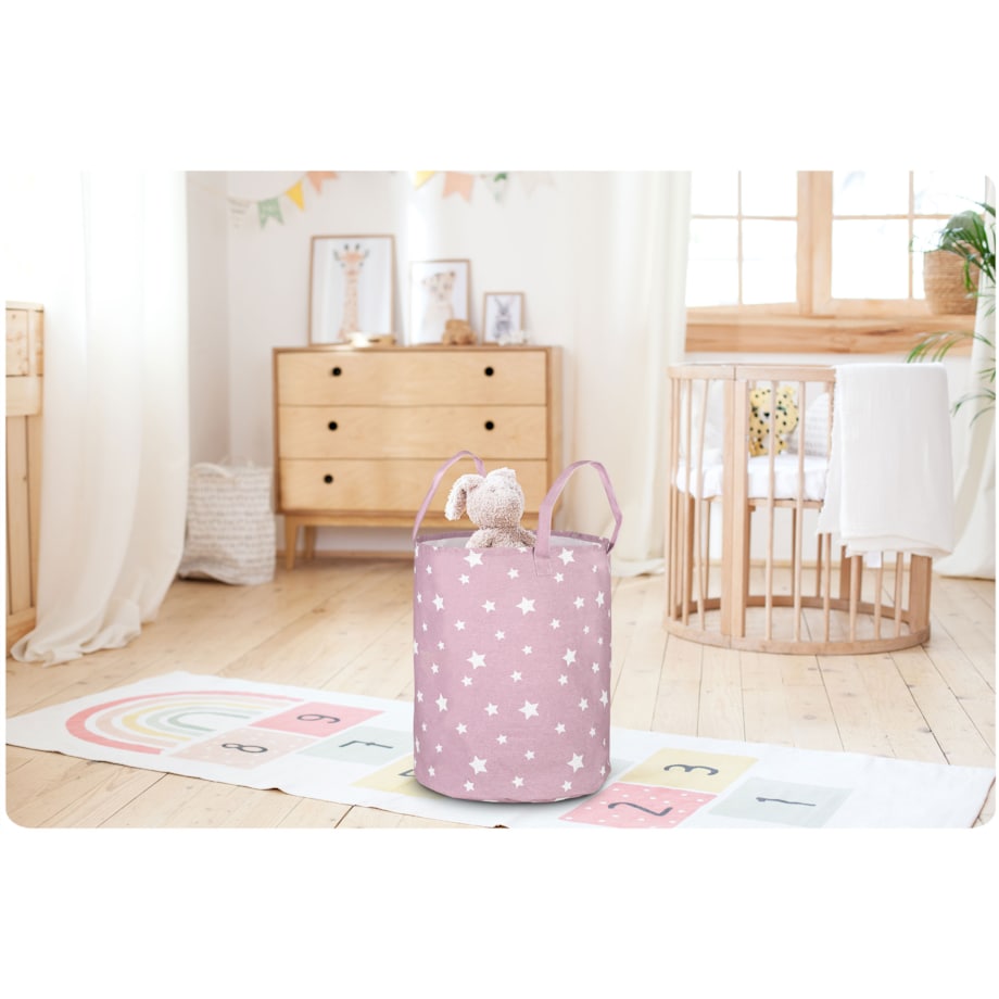 Kosz na zabawki akcesoria Nukido różowy w gwiazdki