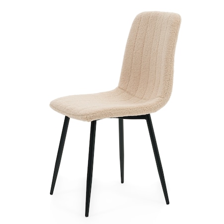Krzesło tapicerowane do salonu jadalni GELA ciemnobeżowy boucle