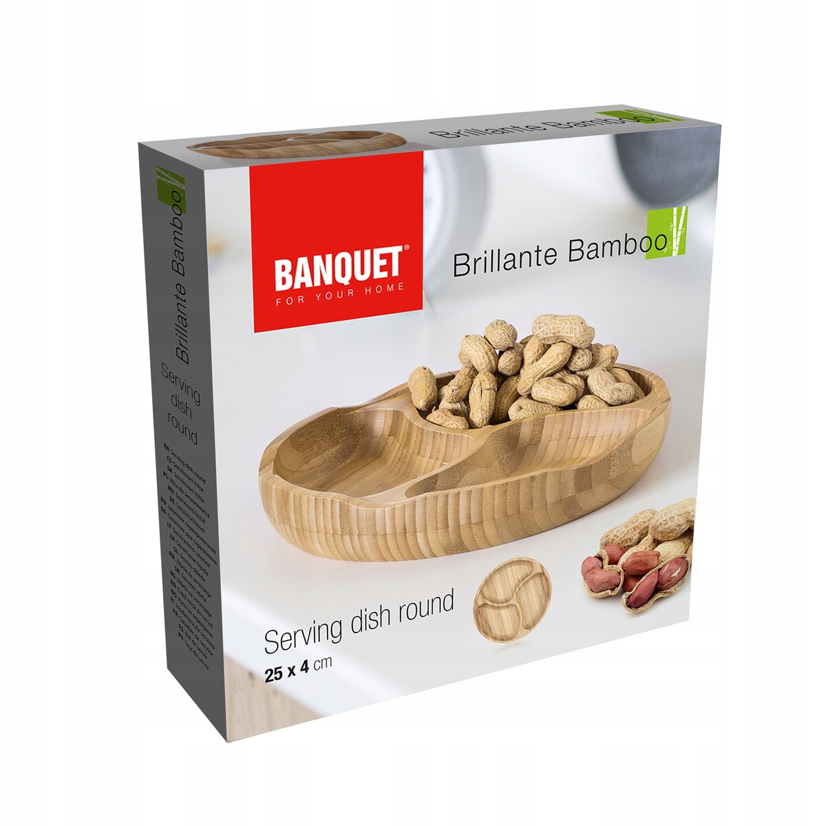 PATERA SALATERKA BAMBUSOWA na prezent przekąski orzeszki czipsy owoce 25 cm