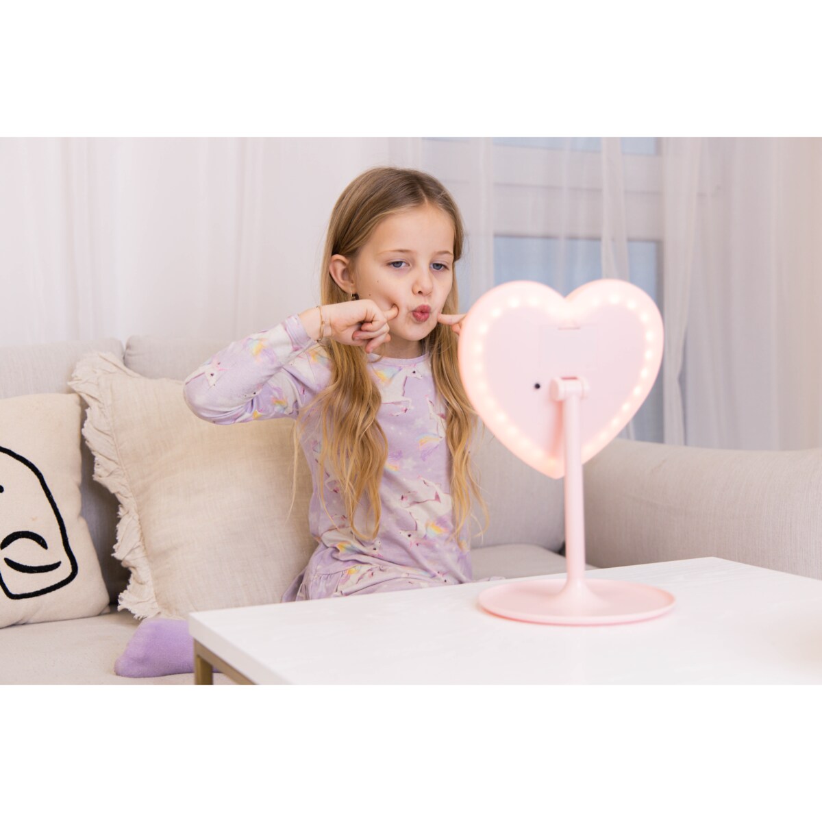 INNOGIO GIOPERFECT Pink Heart lusterko kosmetyczne z podświetleniem LED