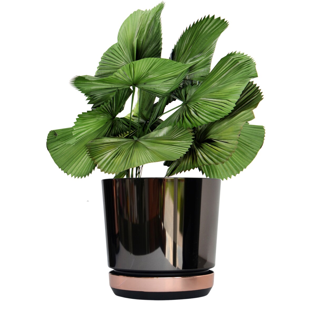 21 Doniczka DUO CZARNA z podstawką ŁOSOSIOWA dwukolorowa nowoczesna industrialny loft glamour wysoki połysk metaliczna elegancka