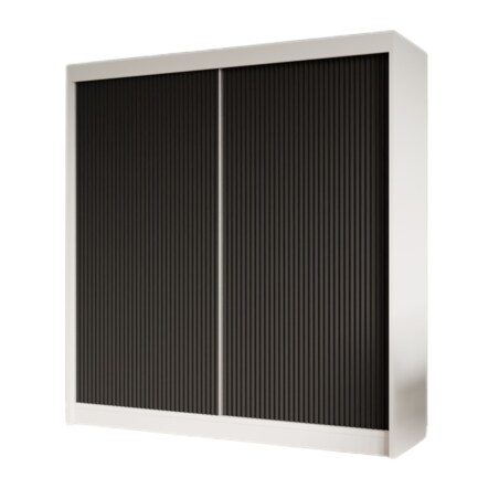 Szafa ryflowana, przesuwna 200-korpus biały+front czarny