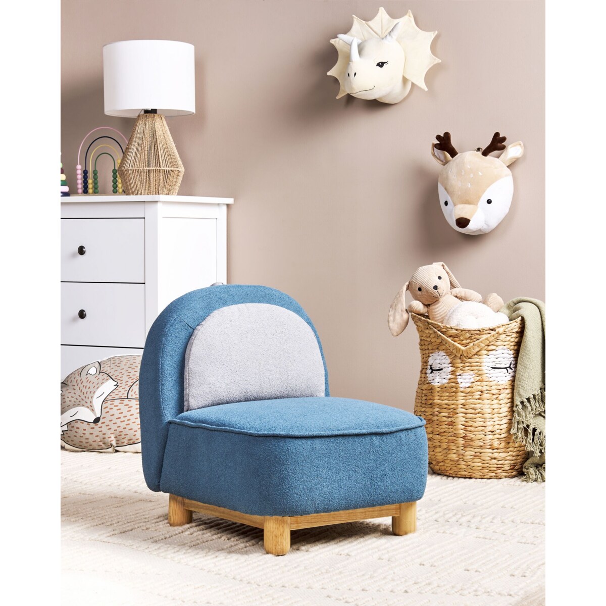 Fotel dziecięcy dinozaur niebieski FABORG