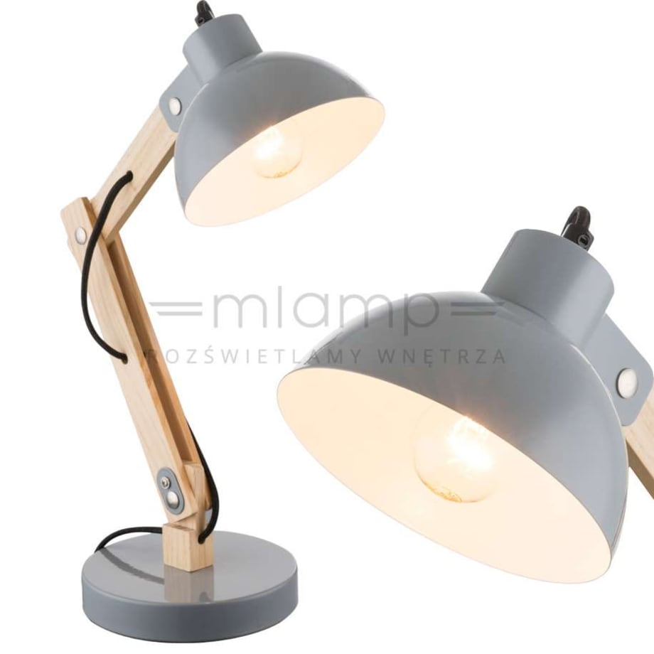 Stojąca LAMPA stołowa TONGARIRO 21503 Globo nocna LAMPKA biurkowa drewniana szara