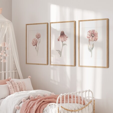 3 x plakat dla dzieci | kwiaty zestaw III 30x40