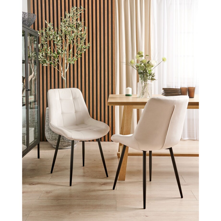 Krzesło do jadalni Zestaw 2 Welur Złamana biel MELROSE