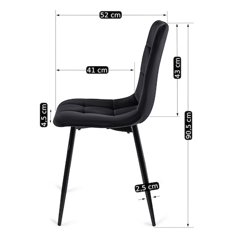 Krzesło Tapicerowane Pikowane Welurowe Kuchenne Do Jadalni Czarne PERU