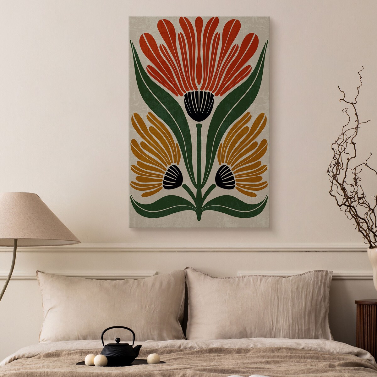 Obraz Abstrakcyjny Bukiet Czerwono-Pomarańczowy 80x120cm