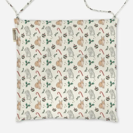 Poduszka świąteczna na krzesło - Akwarelowe króliczki świąteczne