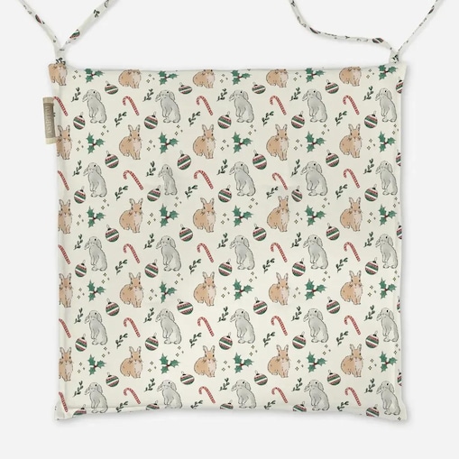 Poduszka świąteczna na krzesło - Akwarelowe króliczki świąteczne