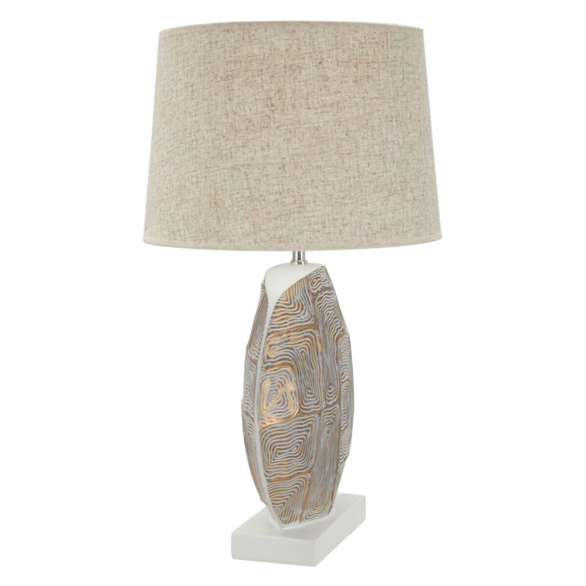 Lampa stołowa Eclips, kolor złoty i biały, żywica syntetyczna i żelazo, 38 x 38 x 64 cm, 1 x E27, max. 40 W, do salonu i sypialni, Mauro Ferretti