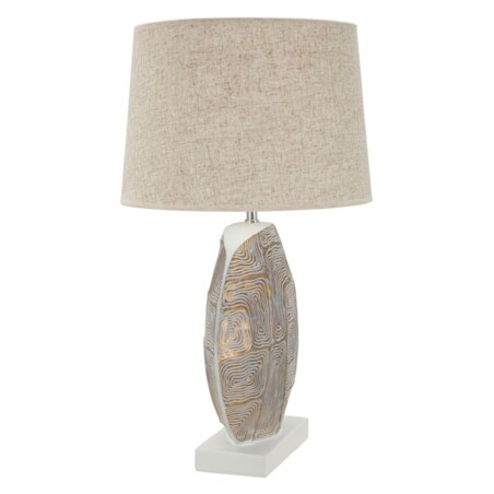 Lampa stołowa Eclips, kolor złoty i biały, żywica syntetyczna i żelazo, 38 x 38 x 64 cm, 1 x E27, max. 40 W, do salonu i sypialni, Mauro Ferretti