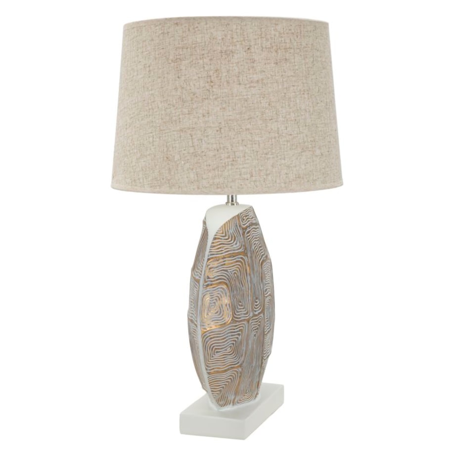 Lampa stołowa Eclips, kolor złoty i biały, żywica syntetyczna i żelazo, 38 x 38 x 64 cm, 1 x E27, max. 40 W, do salonu i sypialni, Mauro Ferretti