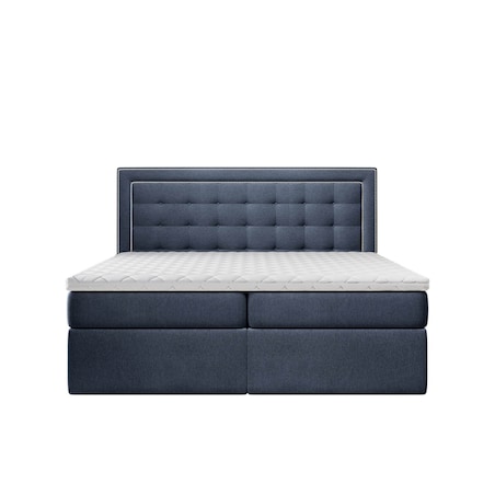 Łóżko kontynentalne EVERLIE 180x200 z pojemnikiem, Ciemny Niebieski, tkanina Megan 361