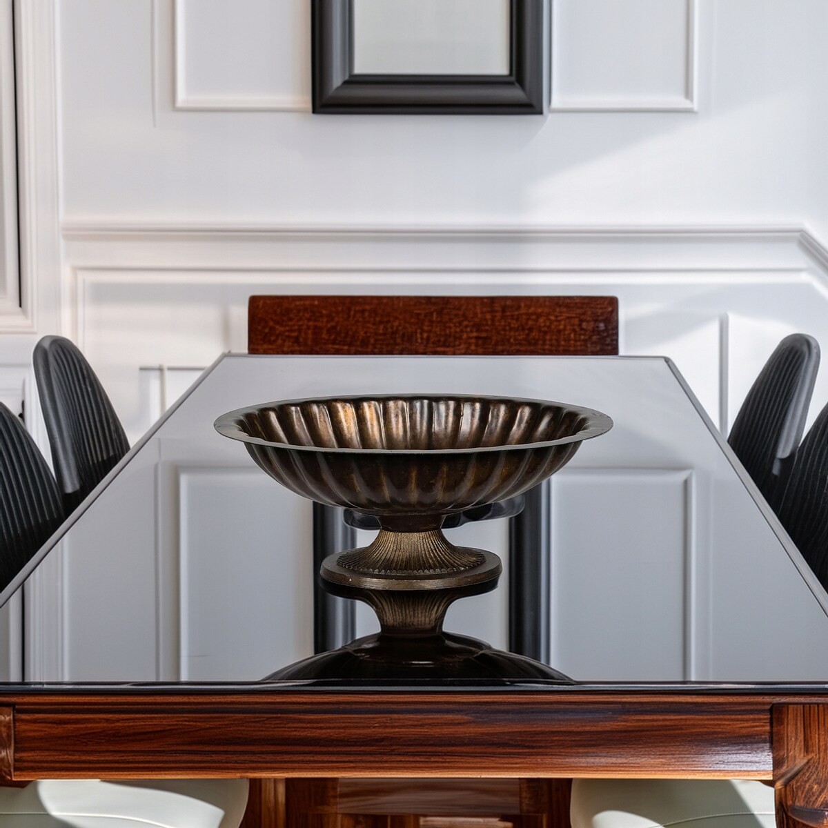 MISA NA NÓŻCE MISKA NA OWOCE 33cm patera retro dekoracje ozdoby brązowa