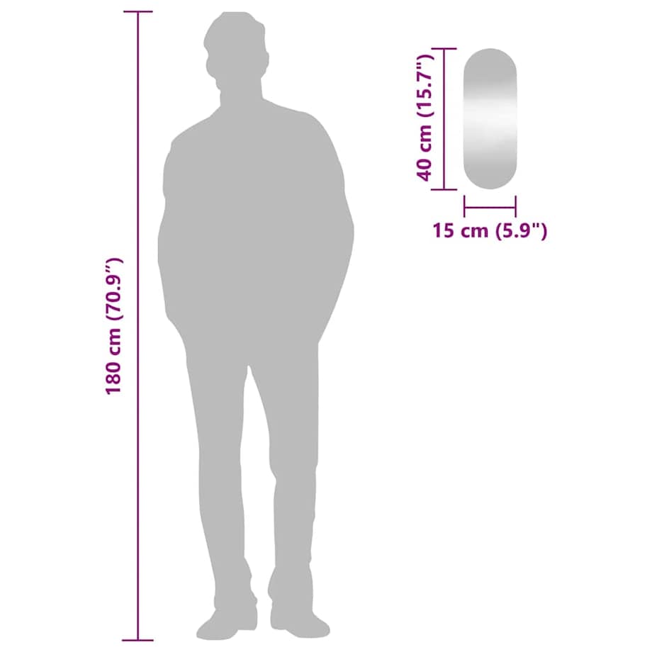 vidaXL Lustro ścienne, 15x40 cm, szklane, owalne