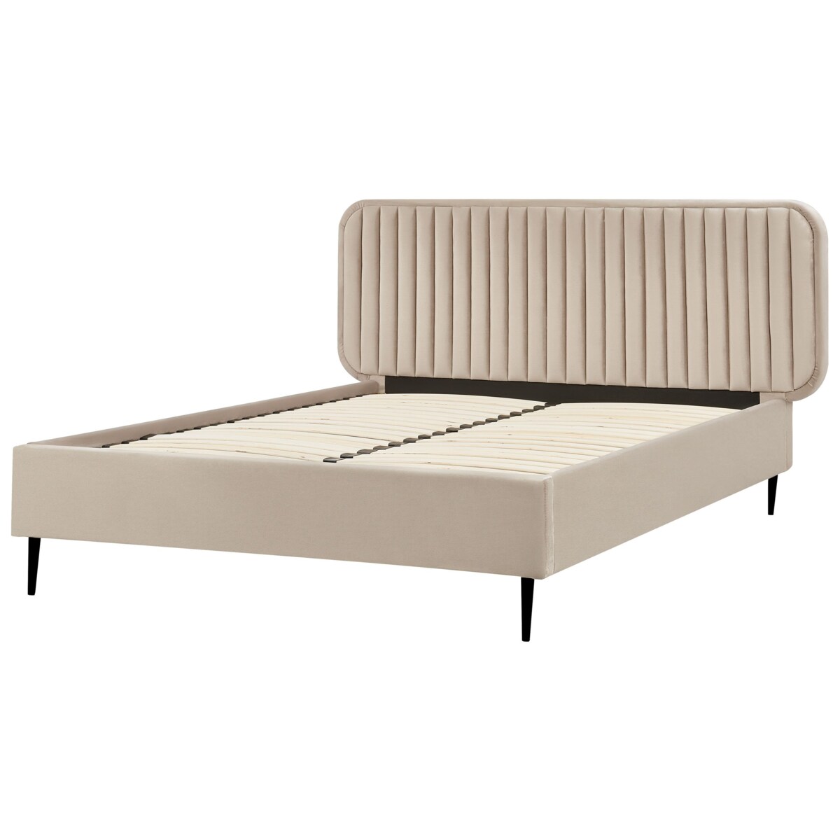 Łóżko welurowe 140 x 200 cm beżowoszare BRIN