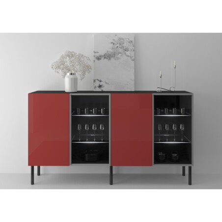 Podświetlana Witryna Lilka Czarna-Czerwona / szer. 138 cm