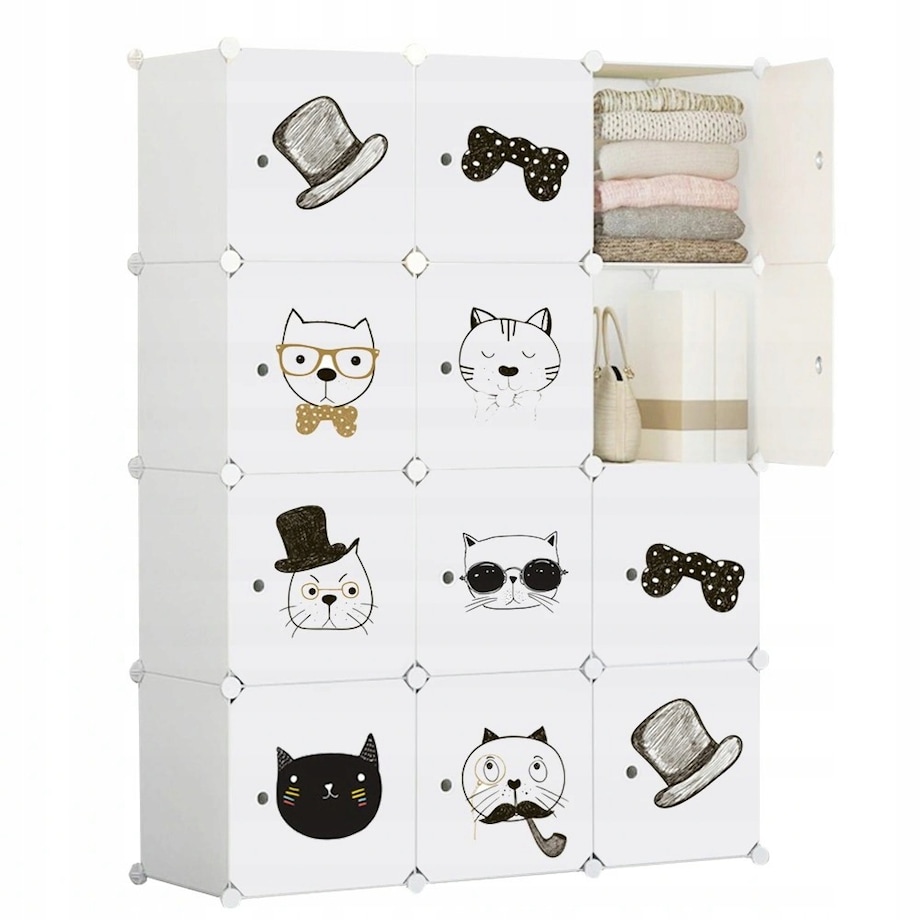 Szafa modułowa duża regał garderoba dla dzieci kolorowa xxl bajkowa kotek