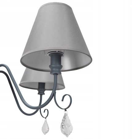 Lampa Sufitowa Wisząca Metal Kryształ Szara Grey