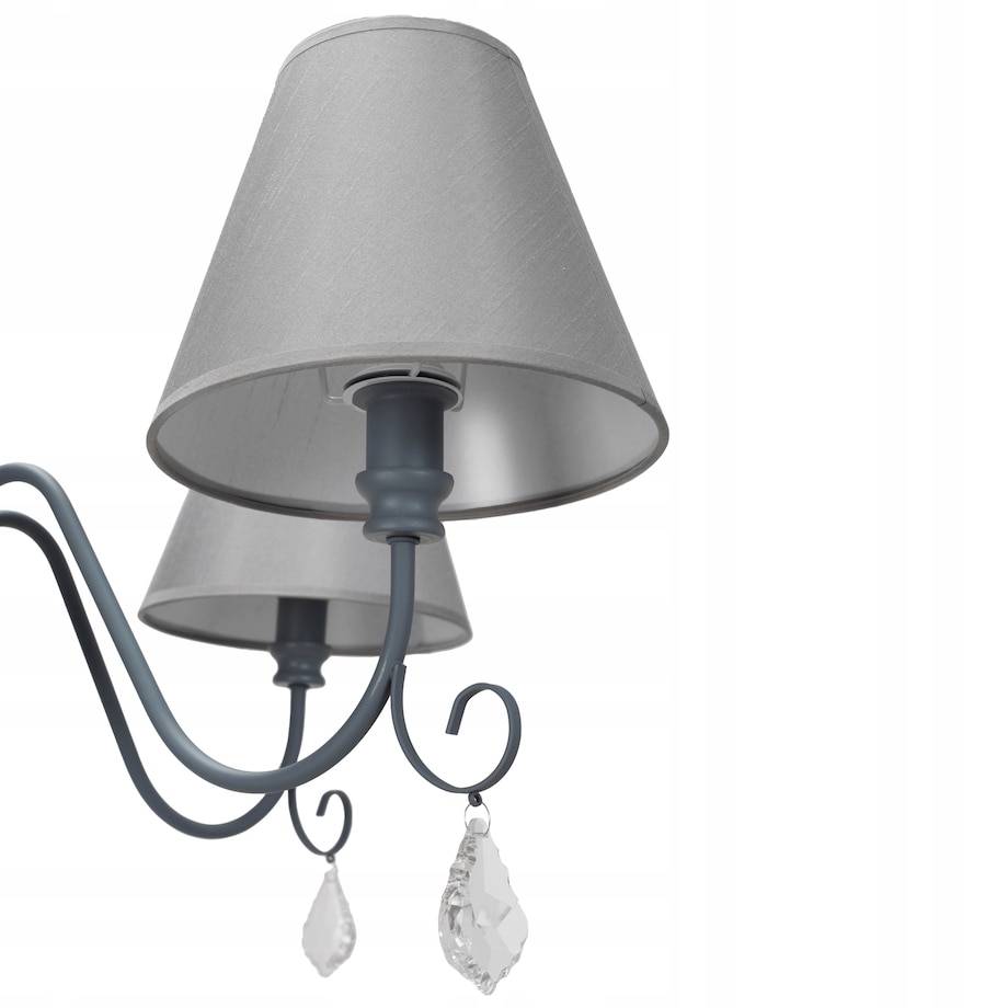 Lampa Sufitowa Wisząca Metal Kryształ Szara Grey