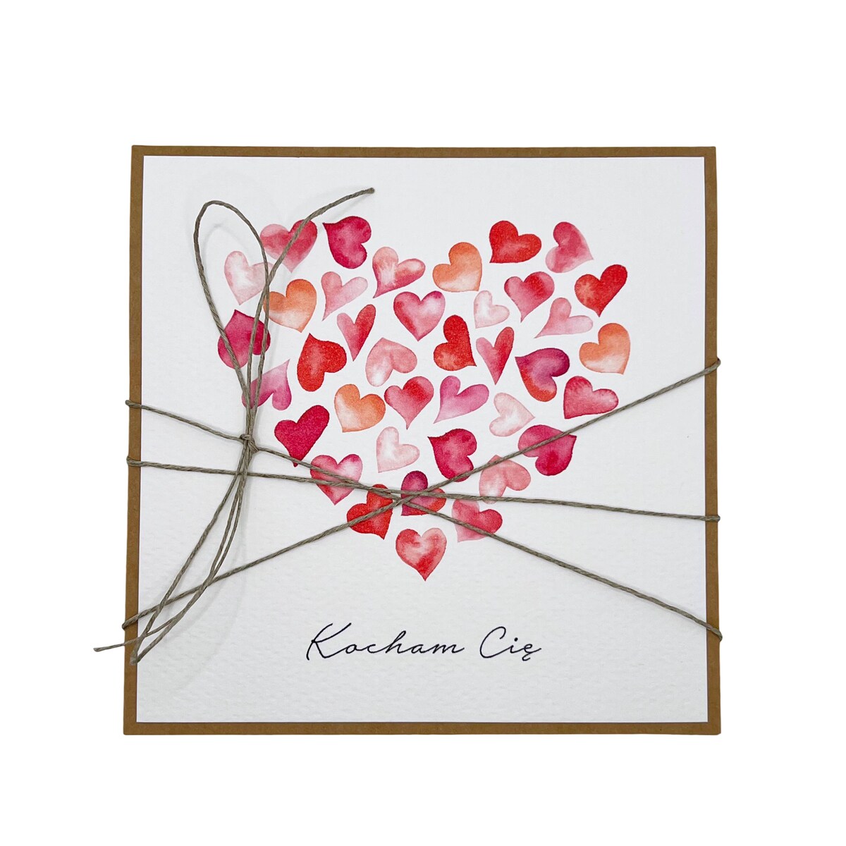 Wyjątkowa ręcznie robiona kartka prezent na walentynki, walentynkowa - walentynka serce Kocham Cię (P)