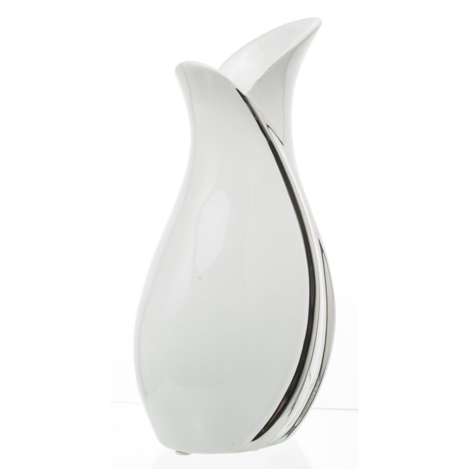 Wazon ceramiczny 30x12,5x15 cm BELO srebrno-biały