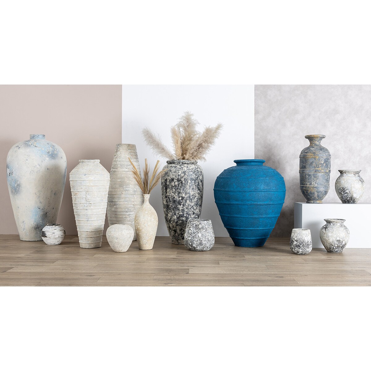 Wazon Dafni 30x79cm white grey, 30 x 79 cm