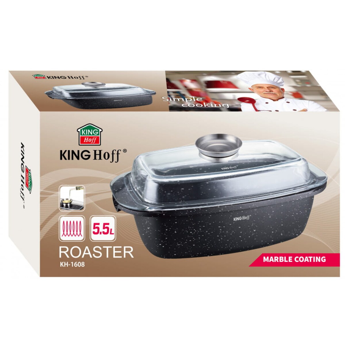 Brytfanna Z powłoką marmurową 5.5L 33cm KINGHOFF