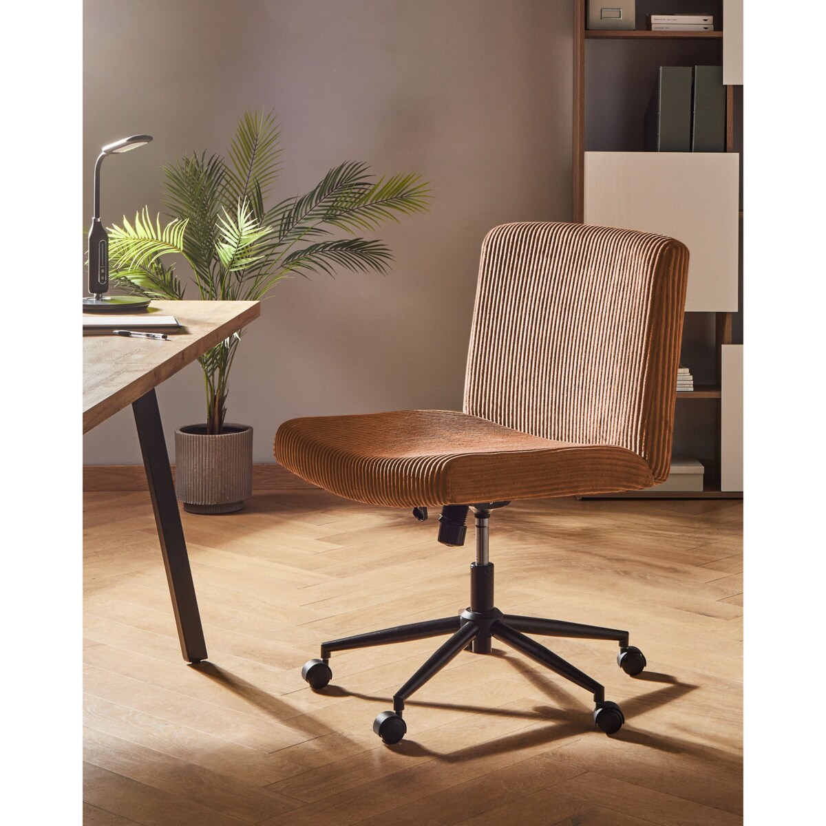 Krzesło obrotowe GEDDES Sztruks Złoty brąz