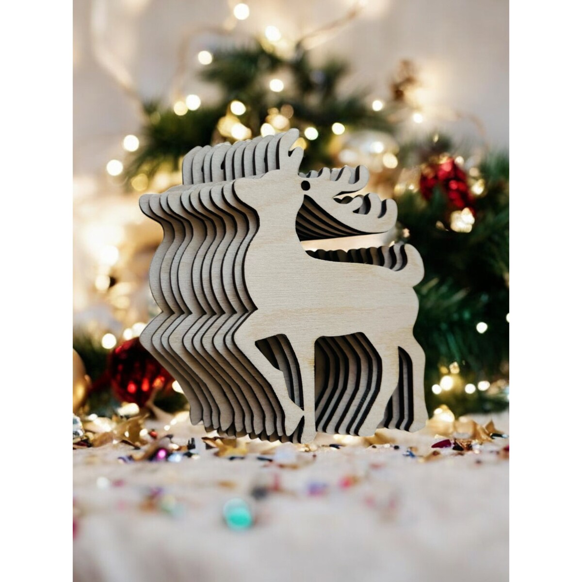 Drewniane zawieszki DIY docoupage RENIFERY zestaw 10 sztuk bombki 10,5 cm