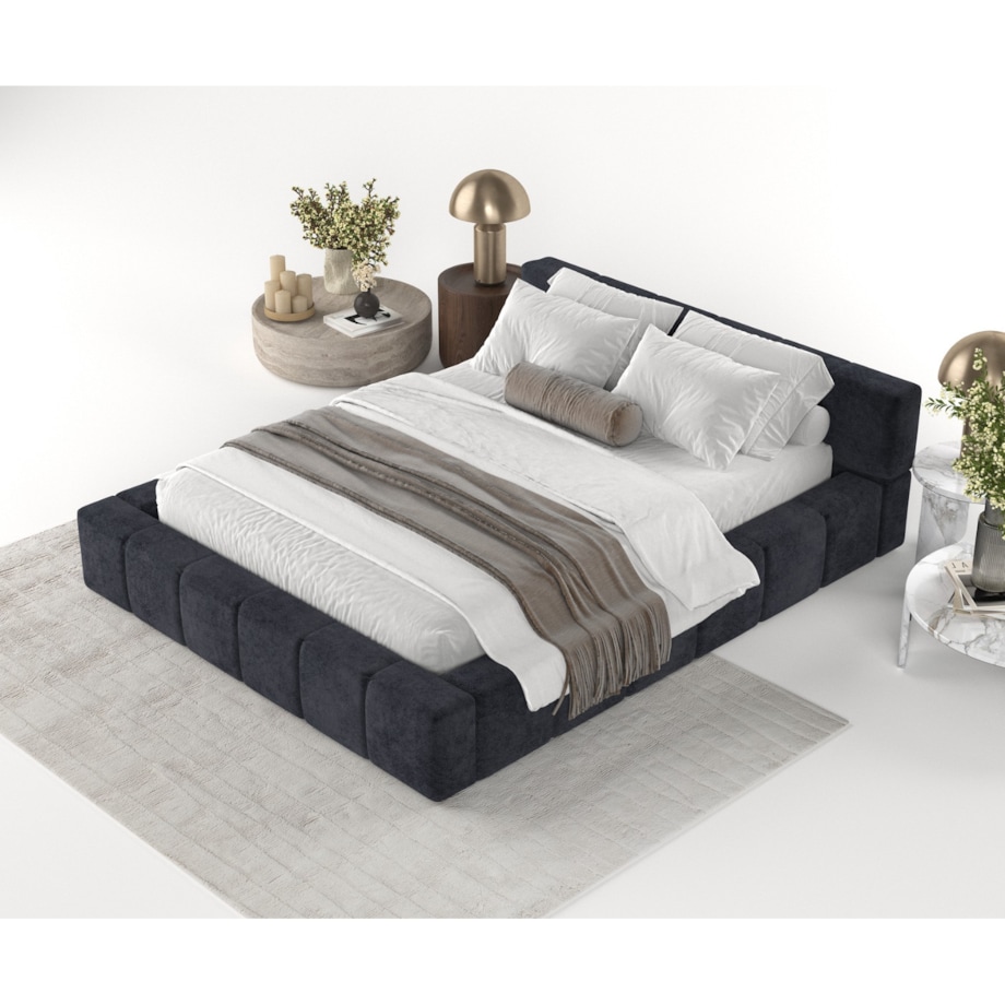 Łóżko tapicerowane MILOS 180x200 z pojemnikiem, Czarny, tkanina Terra NW 99