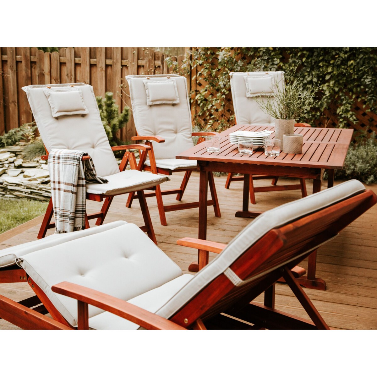 Zestaw 2 poduszek na krzesła ogrodowe złamana biel TOSCANA/JAVA