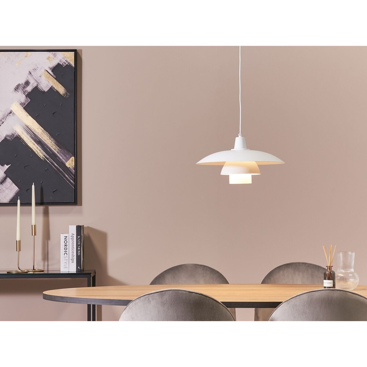 Lampa wisząca metalowa biała DEEL