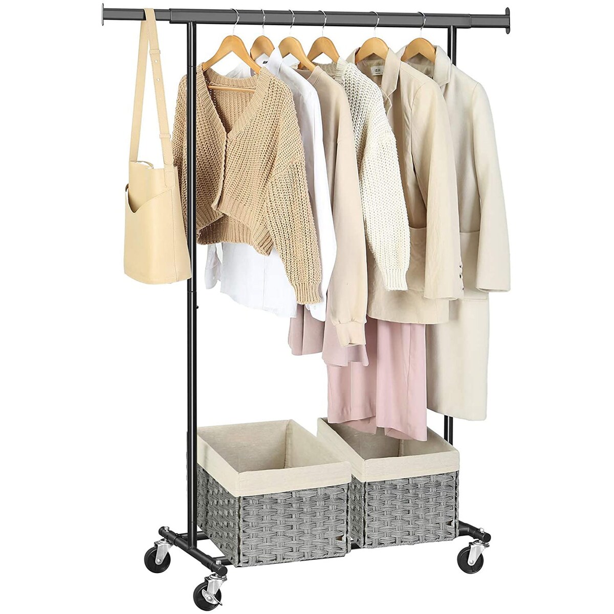 Wieszak Na Ubrania Na Kółkach Czarny