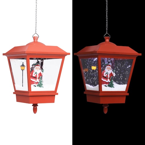 vidaXL Świąteczna lampa wisząca LED z Mikołajem, czerwona, 27x27x45 cm