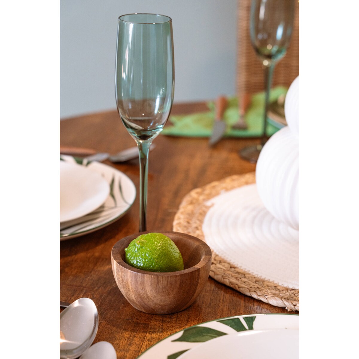 Miseczki do przekąsek na podstawce z drewna akacjowego, 4 elementy