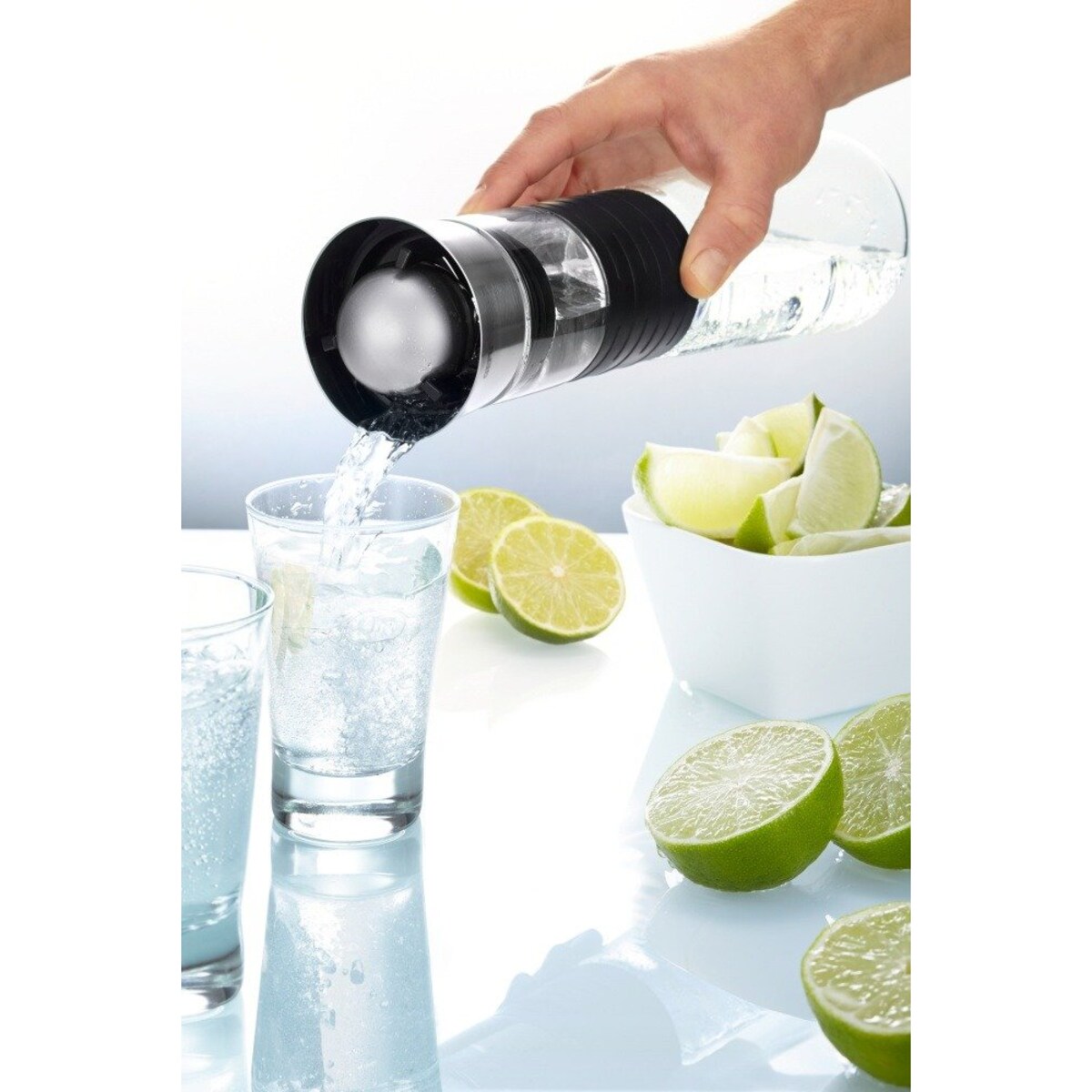 Karafka z filtrem o pojemności 1l do serwowania napojów, szklana butelka z korkiem kulkowym