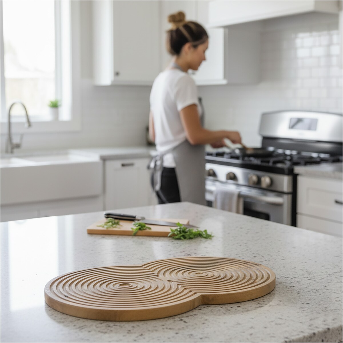 Deska Do Serwowania Drewniana Duża Okrągła Kuchenna Solidna 48X33 Cm Brązowa (Dwa Koła)