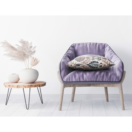 Folkowa poduszka gobelinowa 45x45 Aria - kremowo niebieska