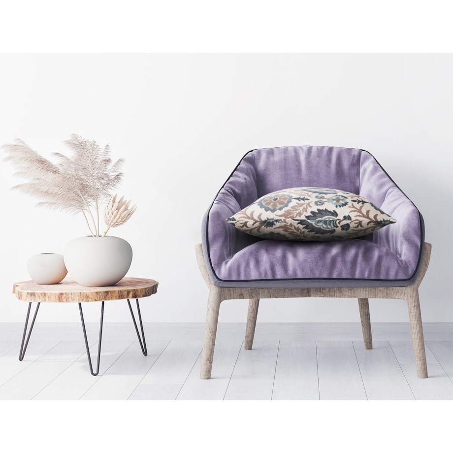 Folkowa poduszka gobelinowa 45x45 Aria - kremowo niebieska