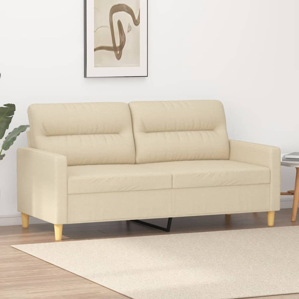 vidaXL 2-osobowa sofa, kremowa, 140 cm, tapicerowana tkaniną