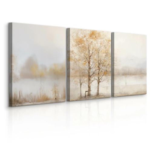 3x Obraz Do Salonu Set Krajobraz We Mgle Drzewa Abstrakcja Vintage 30x40cm