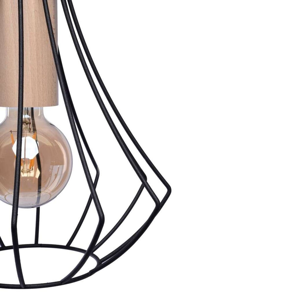 Druciana LAMPA sufitowa WILL MLP4189 Milagro natynkowa OPRAWA plafon metalowa klatka drewno czarna