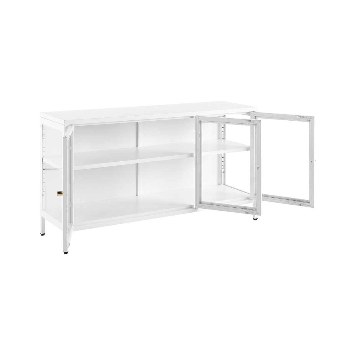 Szafka trzydrzwiowa LED metalowa ze szklaną gablotą biała NEWPORT