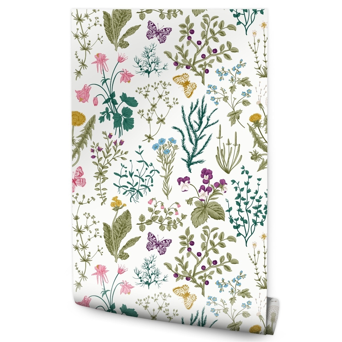 Tapeta Kolorowe Rośliny KWIATY Liście Motyle