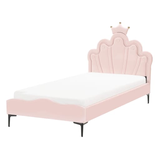 Łóżko Welur RUBIAN 90 x 200 cm Z LED Różowy