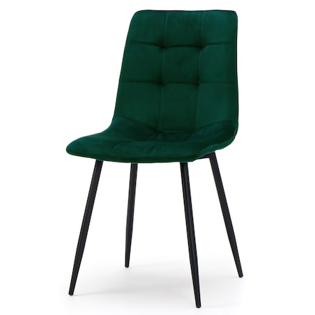 Krzesło tapicerowane pikowane welurowe do salonu jadalni PARMA zielona