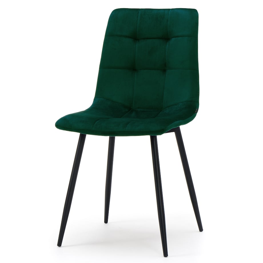 Krzesło tapicerowane pikowane welurowe do salonu jadalni PARMA zielona