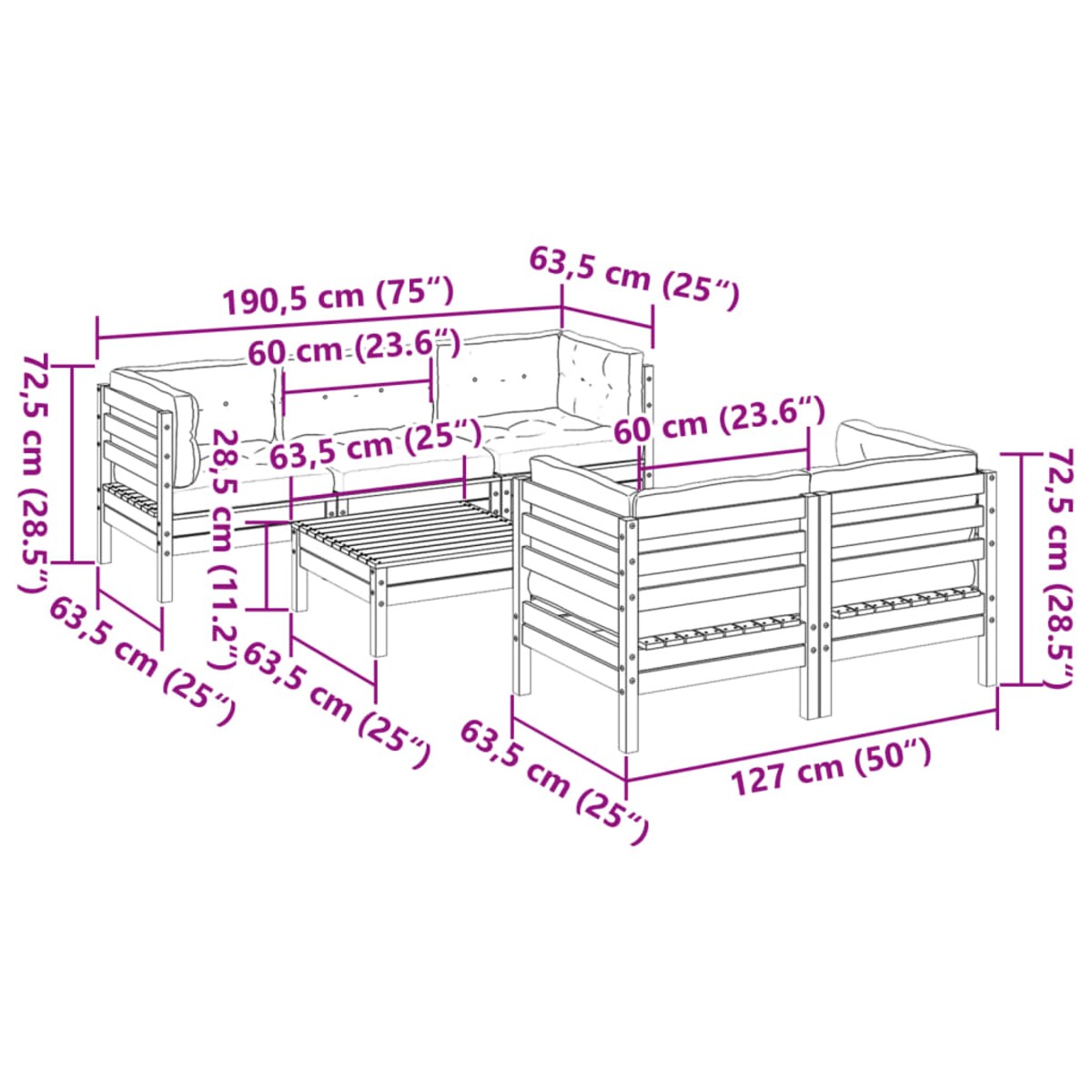 vidaXL 6-cz., ogrodowy zestaw wypoczynkowy z poduszkami, woskowy brąz